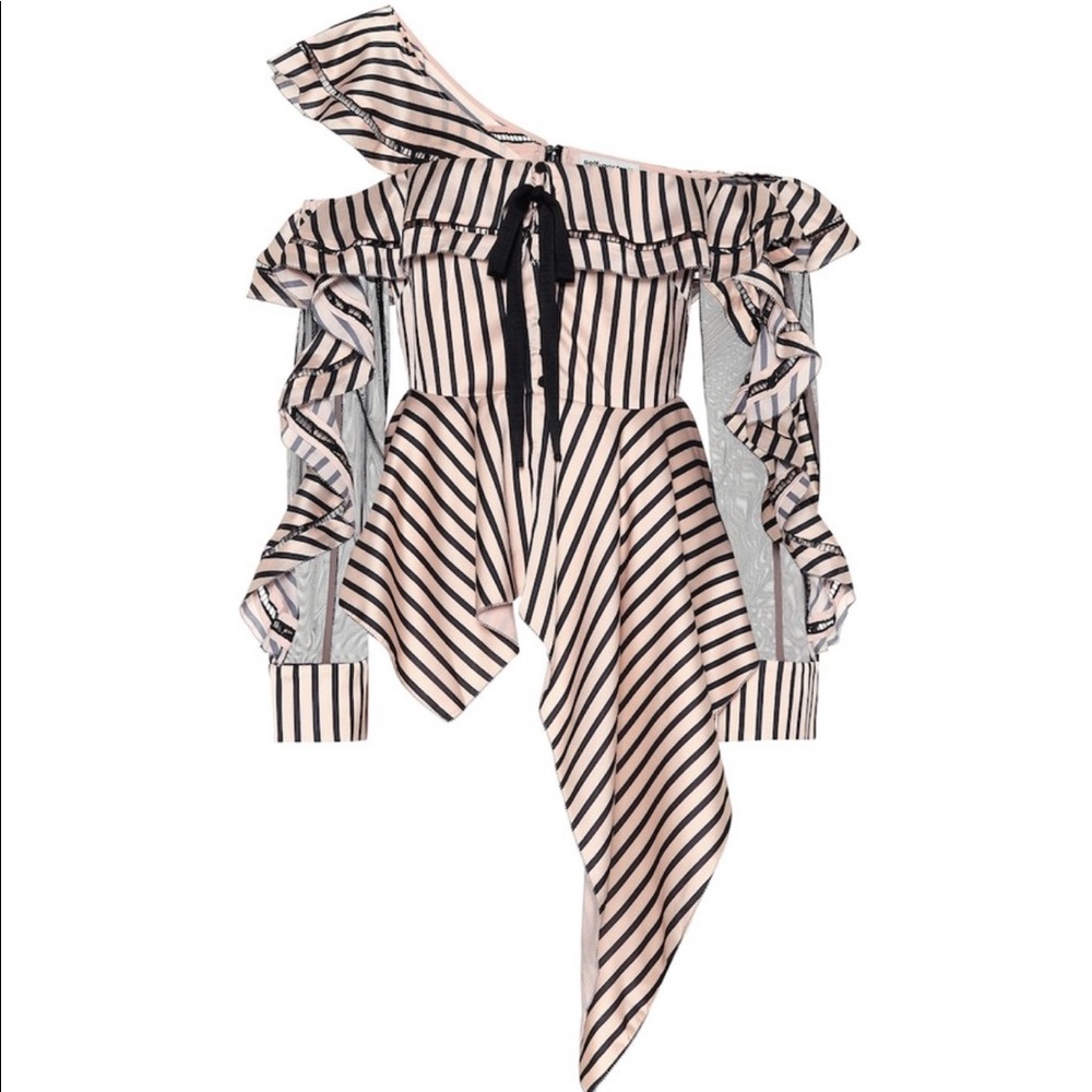 Self Portrait | black striped off shoulder top - Picture 5 of 5